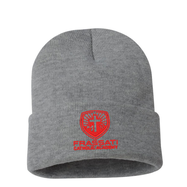12" Solid Cuffed Beanie - Embroidered Logo Thumbnail