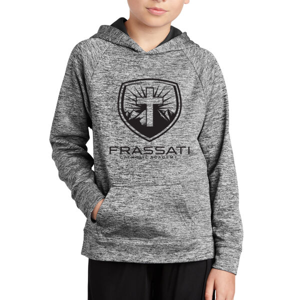 Sport Tek Youth PosiCharge Electric heather Fleece Hooded Pullover - Printed Logo Thumbnail
