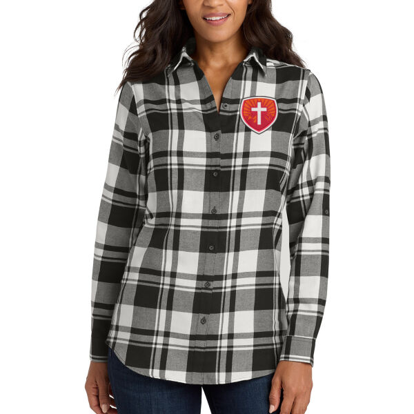 Port Authority Womens Plaid Fannel Tunic - Embroidered Logo Thumbnail