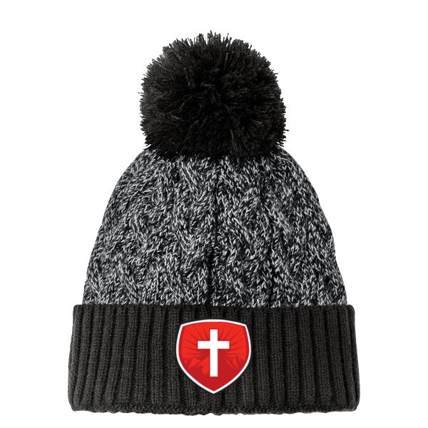 New Era Marled Knit Pom Beanie - Embroidered Logo Thumbnail